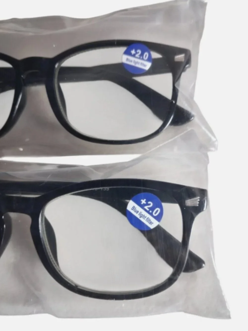 CCVOO +2.0 Reading Glasses with Blue Light Filter Clear Lenses Black Plastic 3pk